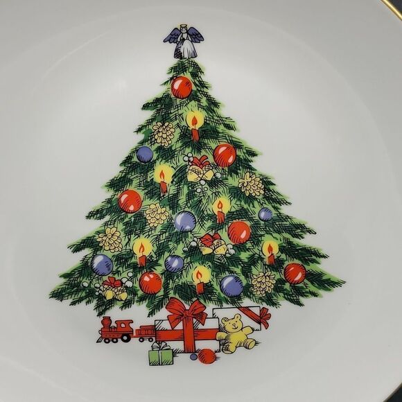Jamestown China Christmas Tree Dinner Plate with Gold Trim 11" - Picture 2 of 4